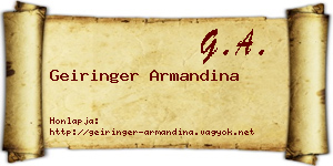 Geiringer Armandina névjegykártya